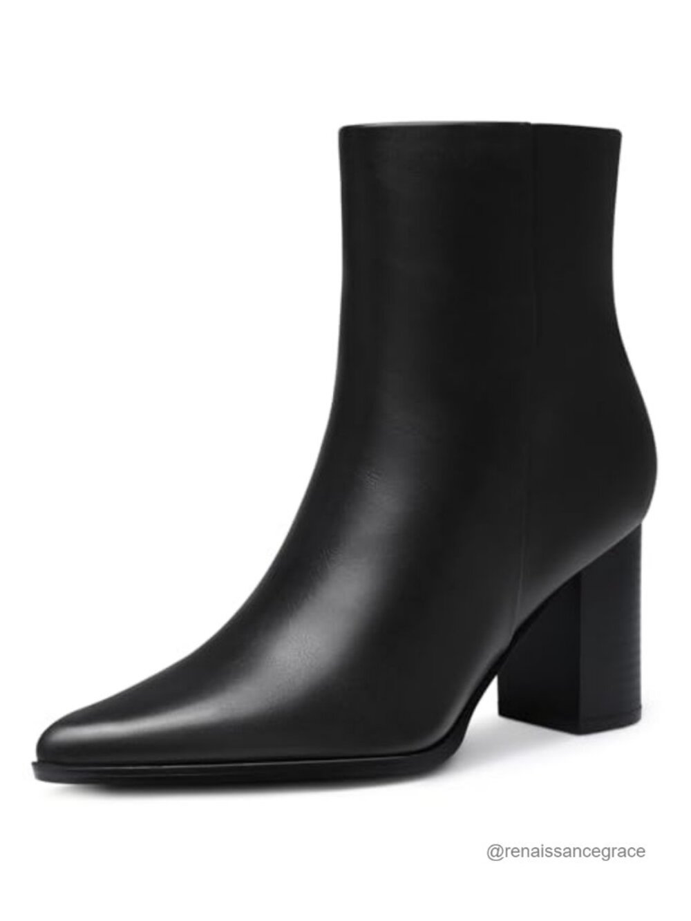 Women's Pointed Toe Chunky Heel Ankle Boots Comfortable Side Zip Booties